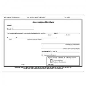 Acknowledgement Certificate Pad